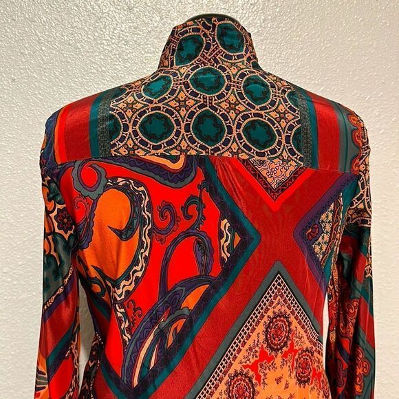 Hale Bob women’s Silk multi color long sleeve dress size L - Picture 5 of 13